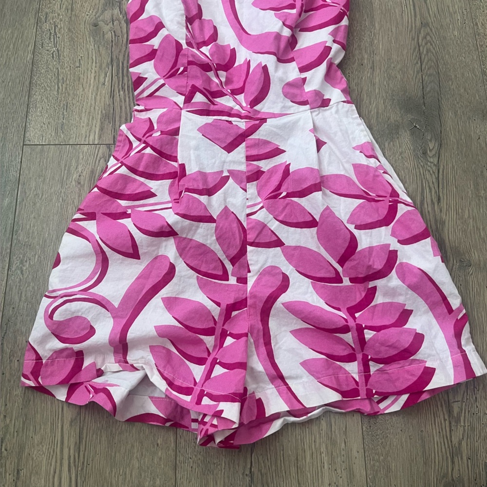 Anthropologie Porridge Pink Pleated Cut-Out Romper Size 2 - Picture 3 of 7